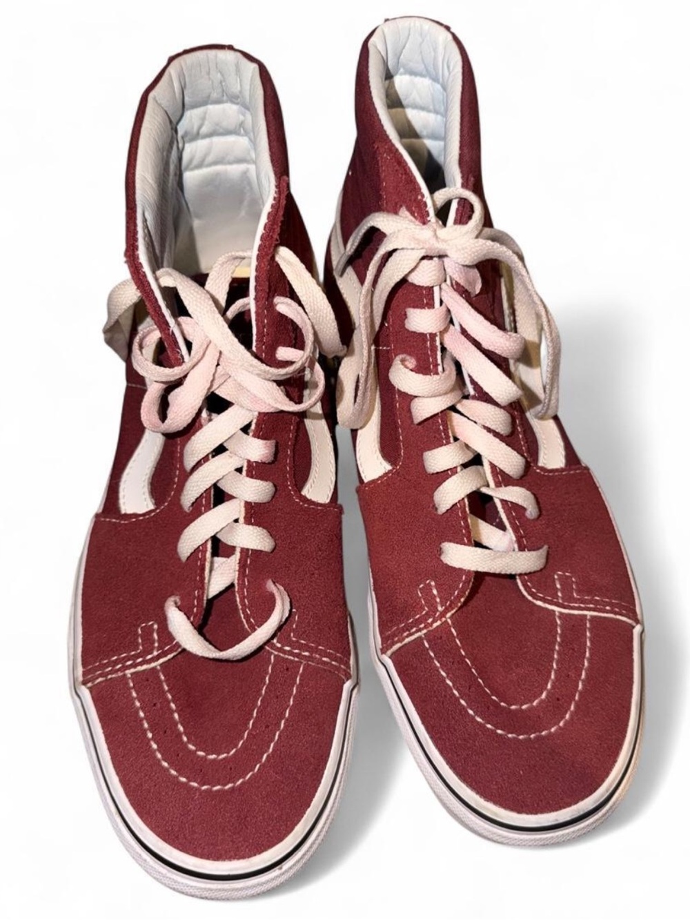 Burgundy red Vans sk8-hi top sneakers men’s size 8 women’s size 9.5